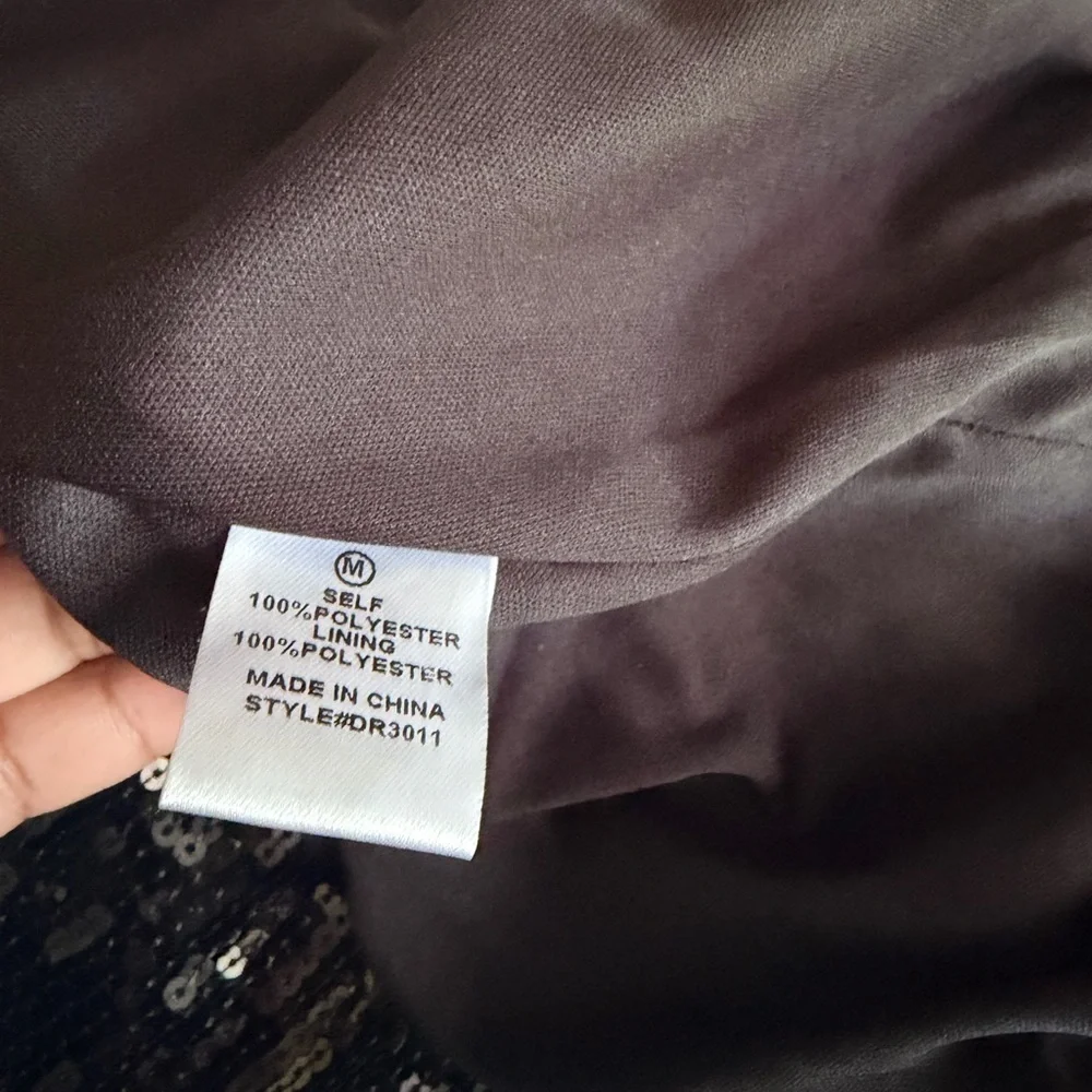 Black Sequin Cutout Maxi Dress evening holiday gown classy event medium backless - Picture 7 of 8